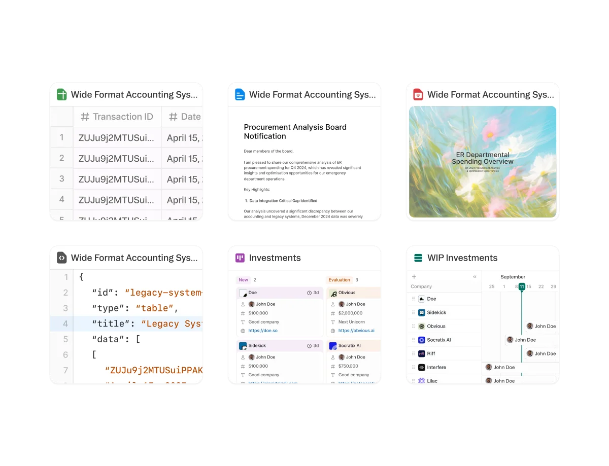 Generate any type of artifact